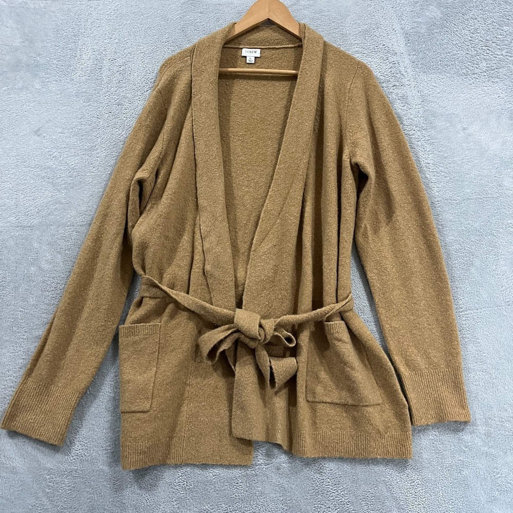 J Crew Sweater Womens Large Wool Cardigan Knit Belted Academia Career Office Y2K